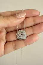 ROIS Rose pendant with chain on pure 925 Silver
