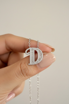 Studded Initial Pendant on Pure 925 Silver