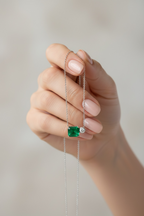 VIRE Green Stone Pendant with Chain on pure 925 Silver