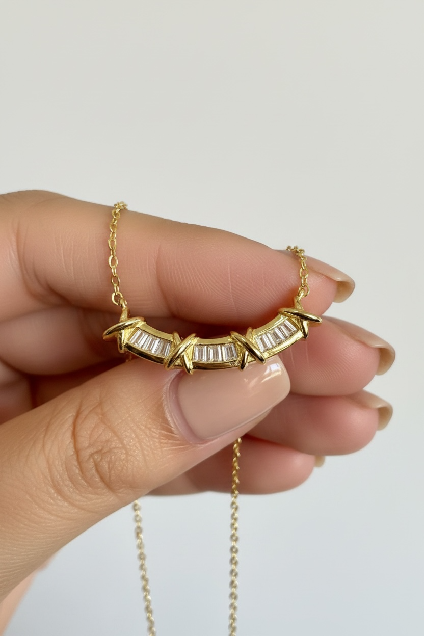 Luxury brand inspired Sixteen Stone Narrow Pendant on pure 925 Silver