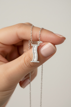 Studded Initial Pendant on Pure 925 Silver