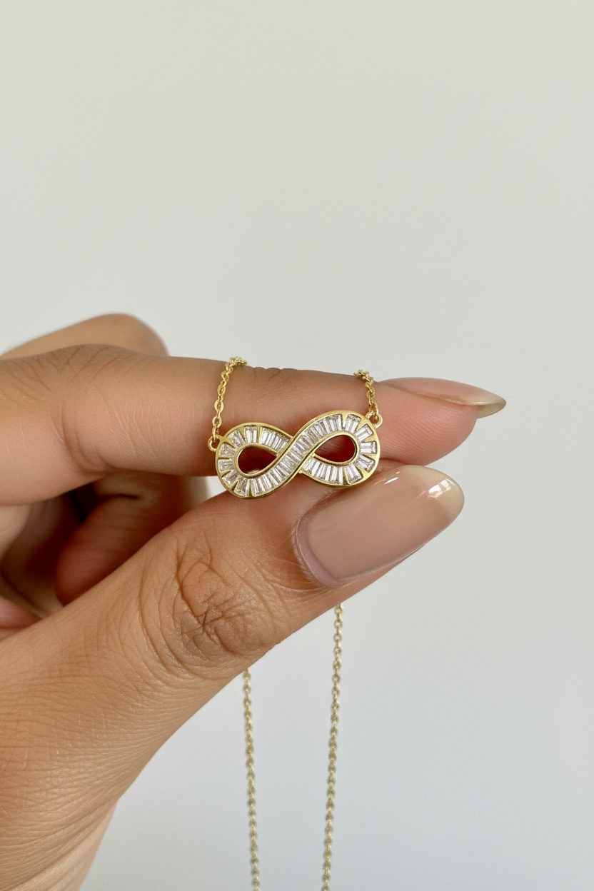 Infinity Pendant in 18K Gold Finish on pure 925 Silver