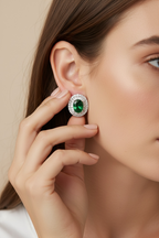 REEVA Oval Emerald Solitaire Studs on Pure 925 Silver