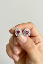 SOFIE Ruby Diamond Studs on pure 925 Silver