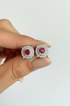 SOFIE Ruby Diamond Studs on pure 925 Silver