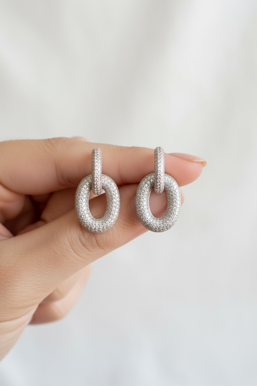 GRACE Rosegold entangled diamond studded hoops on pure 925 Silver