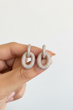 GRACE Rosegold entangled diamond studded hoops on pure 925 Silver