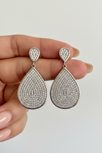 Pave Setting Nera Double Drop Earrings on pure 925 Silver