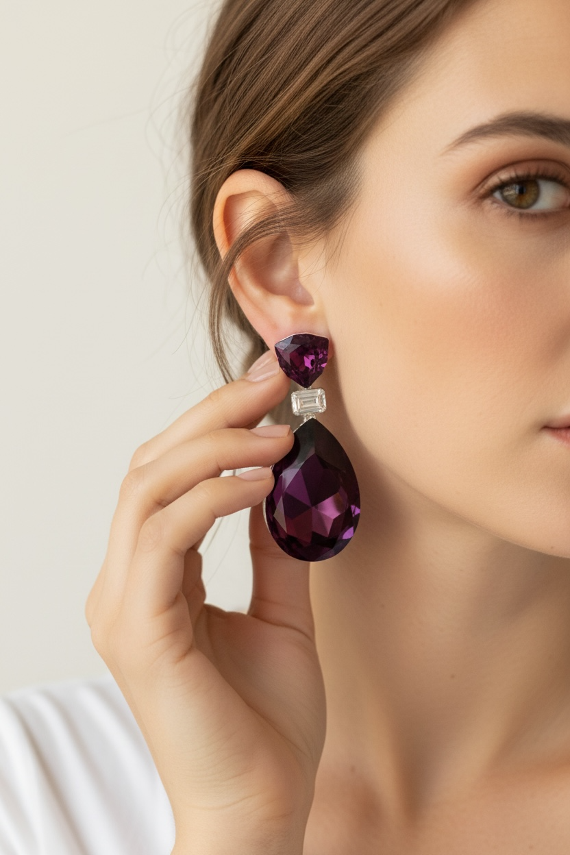 Deep Wine Swarovski Crystal Premium Party Earrings