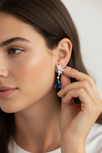DALIA Diamond and Sapphire Earrings on pure 925 Silver