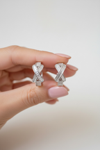 Premium American Diamond Baguette Studded Classic CARA Hoops on Pure 925 Silver