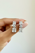 Premium 3 Layer Solitaire Danglers with Asher Cut and Round Cut Solitaire on Pure 925 Silver