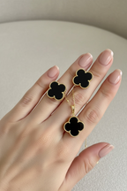 Ruvee Black Clover Pendant set on Pure 925 Silver