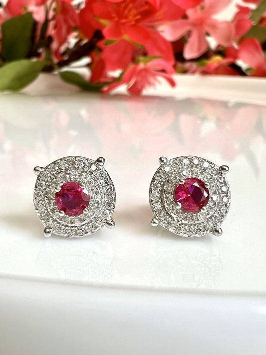 SOFIE Ruby Diamond Studs on 925 Silver