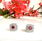 SOFIE Ruby Diamond Studs on pure 925 Silver