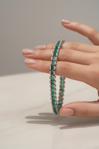 Saine Green Emerald and Diamond Bracelet on pure 925 Silver