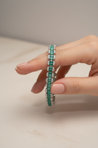 Saine Green Emerald and Diamond Bracelet on pure 925 Silver