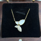 18K Gold Finish Mother of Pearl Butterfly Seren Pendant with Chain on Pure 925 Silver