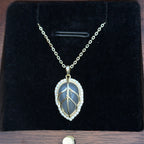 18k Gold Finish Rivah Leaf Pendant with Chain on Pure 925 Silver