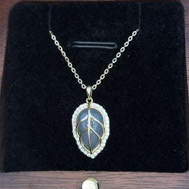 18k Gold Finish Rivah Leaf Pendant with Chain on Pure 925 Silver