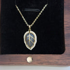 18k Gold Finish Rivah Leaf Pendant with Chain on Pure 925 Silver