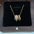 Vett 18K Gold Finish Multi Colored Diamond Rainbow Pendant with Chain