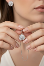 VANYA Heart and Baguette Solitaire Pendant Set on pure 925 Silver