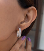 Diamond Round Hoops in 925 Silver